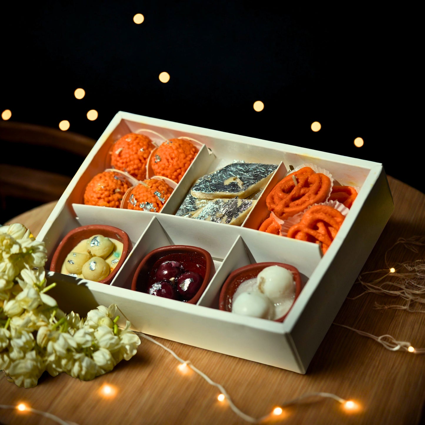 Grand Diwali Mithai Box – Exclusive Assorted Mithai Candle Gift Set