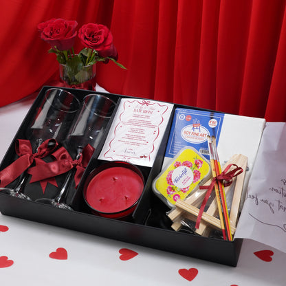 Paint & Sip Date Night Gift Hamper | Romantic Couple Painting & Candle Gift Box