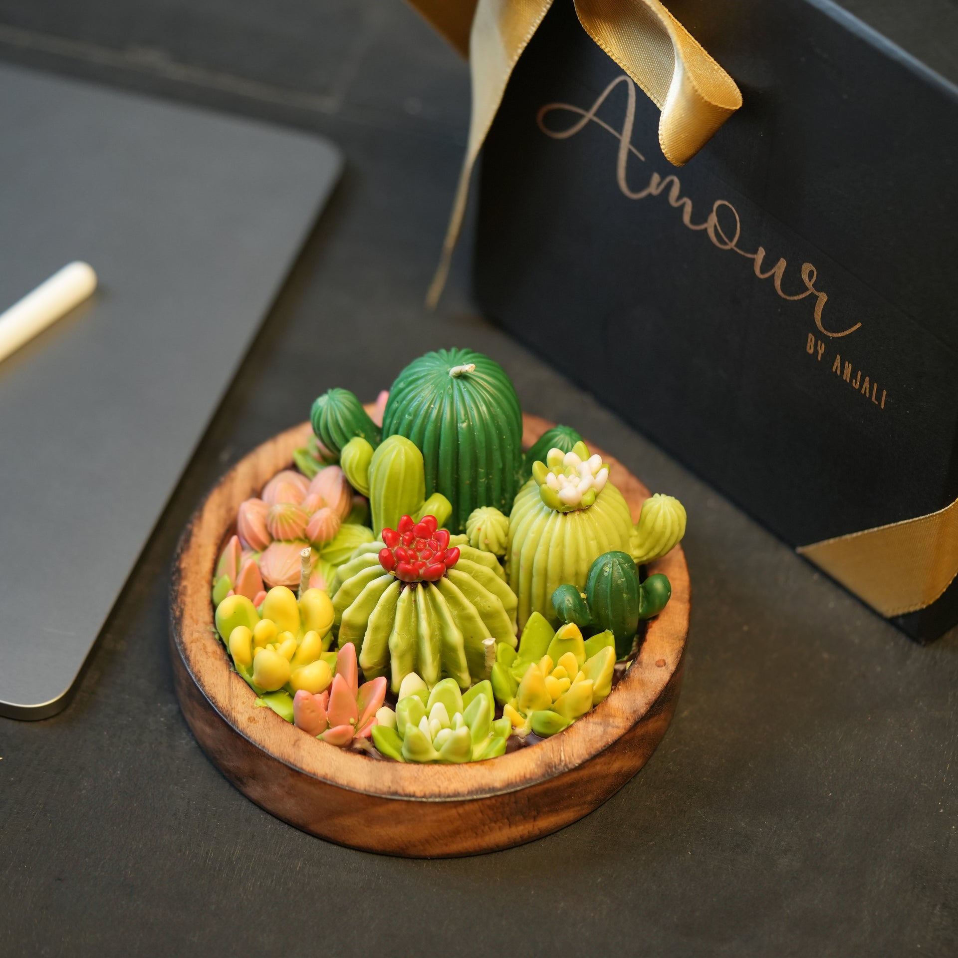 cactus candle Cactus Garden Candle Bowl-Botanical Soy Wax Candle – Amour by Anjali