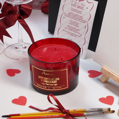 Paint & Sip Date Night Gift Hamper | Romantic Couple Painting & Candle Gift Box