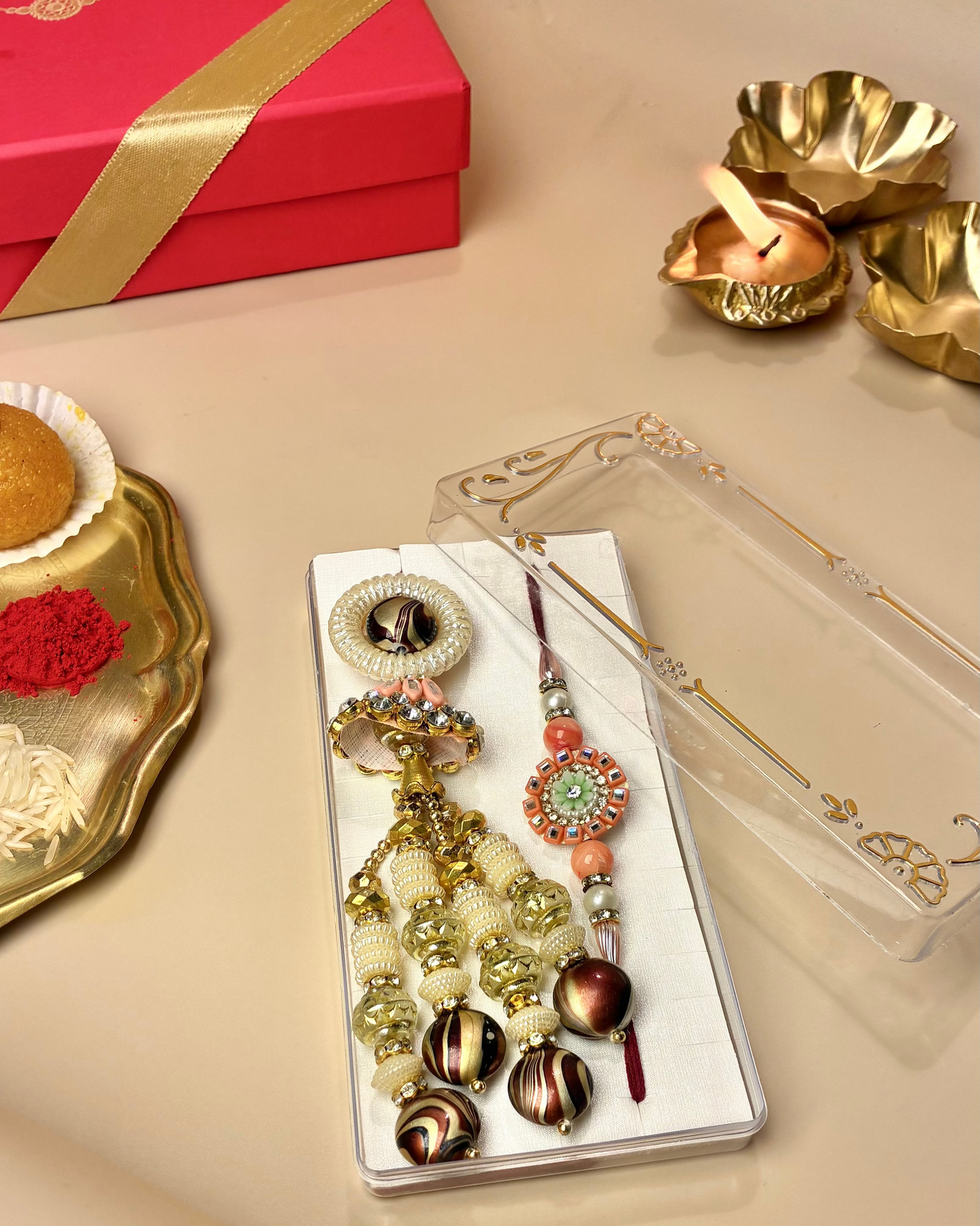 Bhaiya Bhabhi Rakhi - Royal Beads Edition