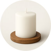 Circular PNG Image of a plain white candle on a coaster