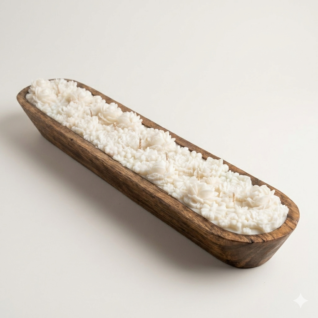 Noor– Statement Wooden Bowl Soy Wax Candle