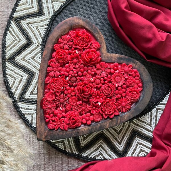 Heart bowl with wax flowers